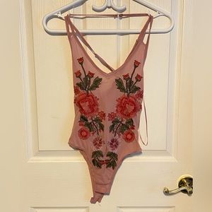 Unknown brand mesh, floral bodysuit